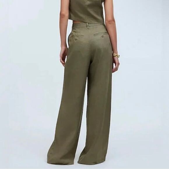 madewell the harlow wide-leg pant faded ivy green ng521 women size 00 - Picture 3 of 9